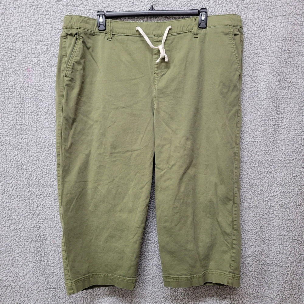 Torrid Olive Green Cropped Drawstring Pants Size 4 Plus Cotton Spandex Stretch